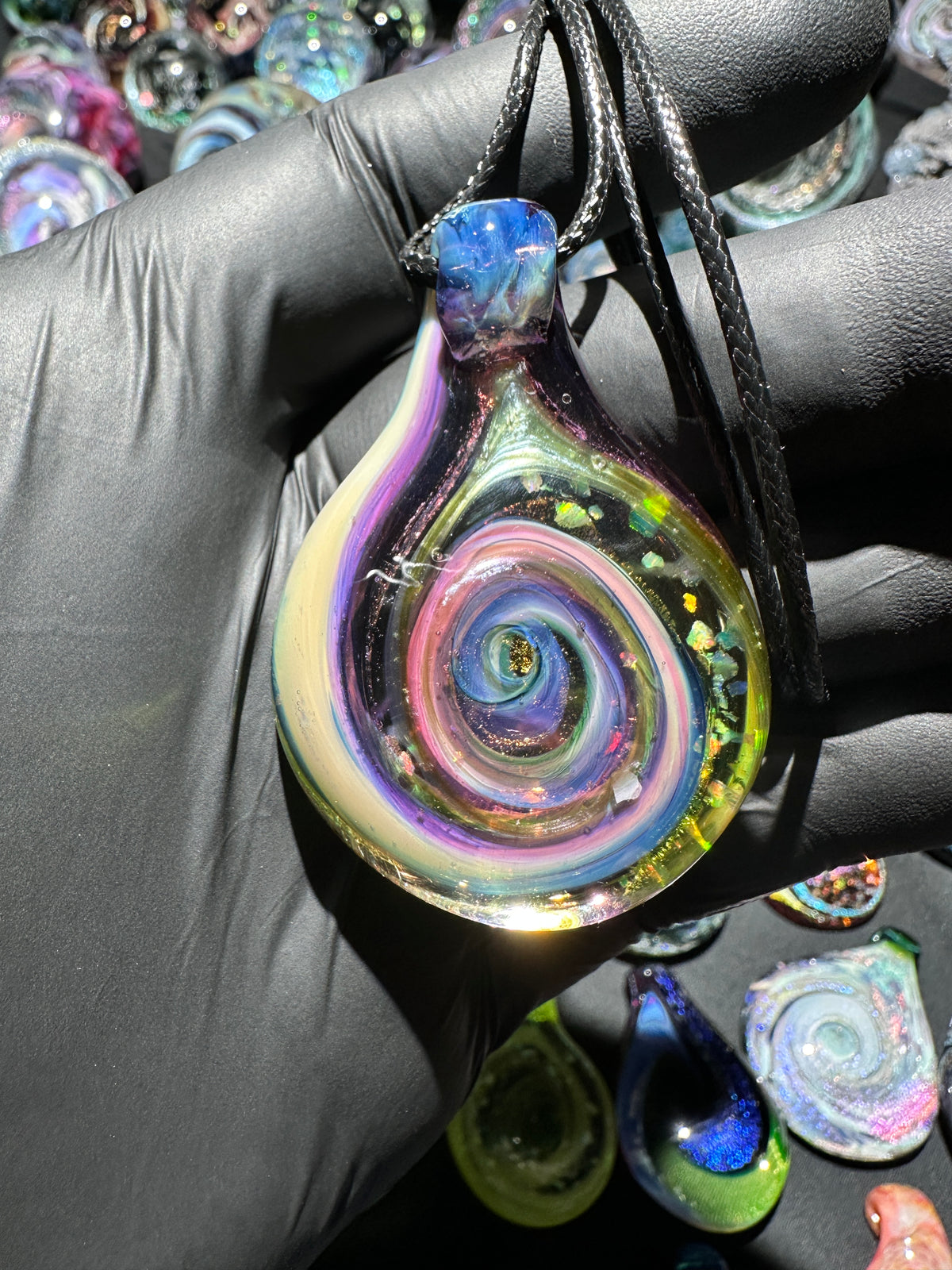 Galaxy Pendant - Green/Purple, Opal, Dichro