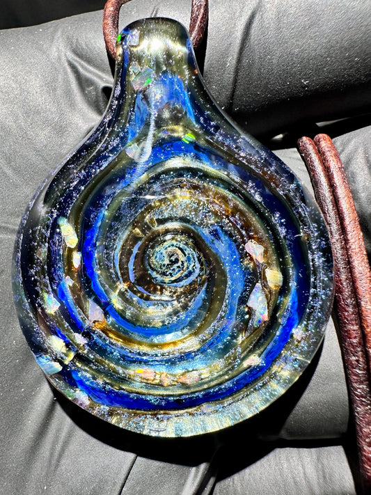 Galaxy Pendant - Blue/Gold, Opal, Dichro