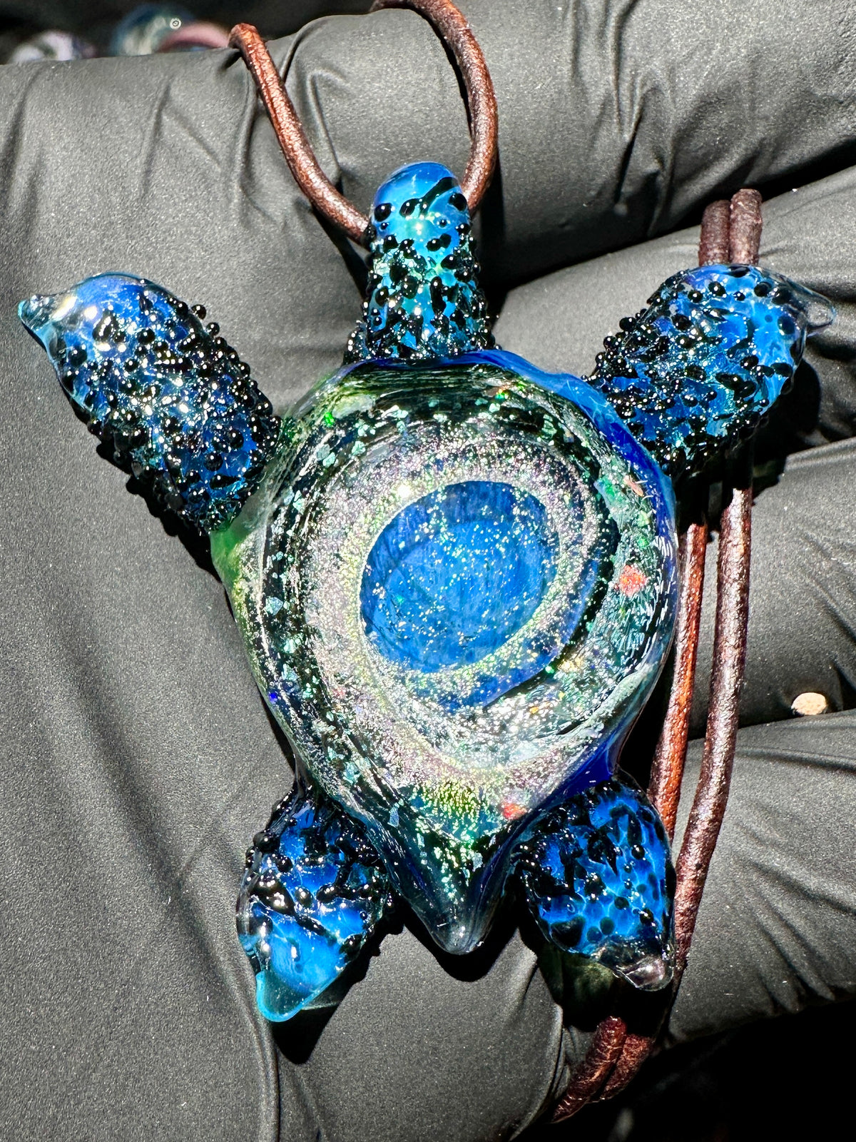 Sea Turtle Pendant - Black/Aqua, Opal, Dichro UV