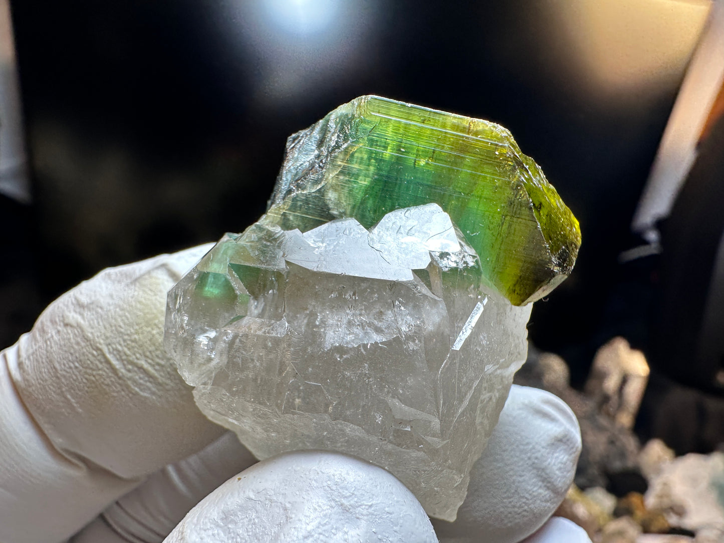 Multicolor Tourmaline on Quartz
