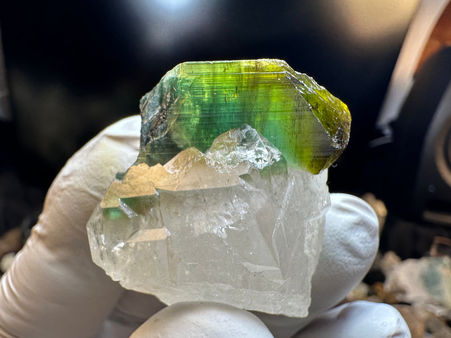 Multicolor Tourmaline on Quartz