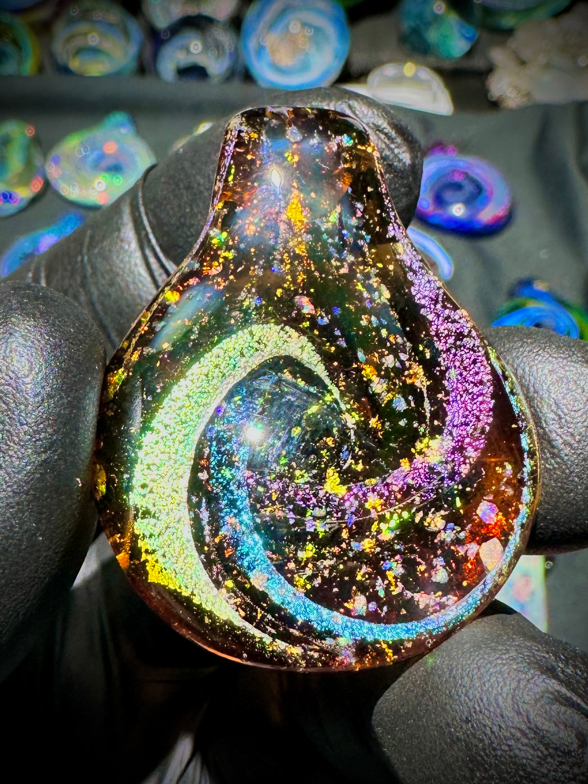 Galaxy Pendant - Amber, Opal, Dichro UV