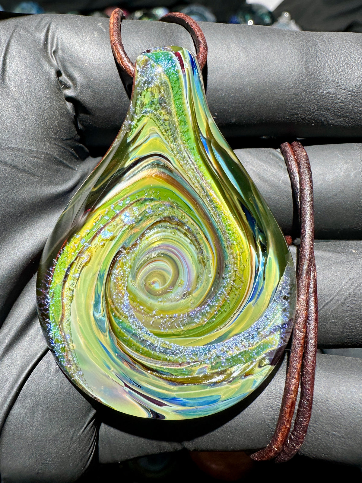 Galaxy Pendant - Green/Blood Red, Opal, Dichro, UV