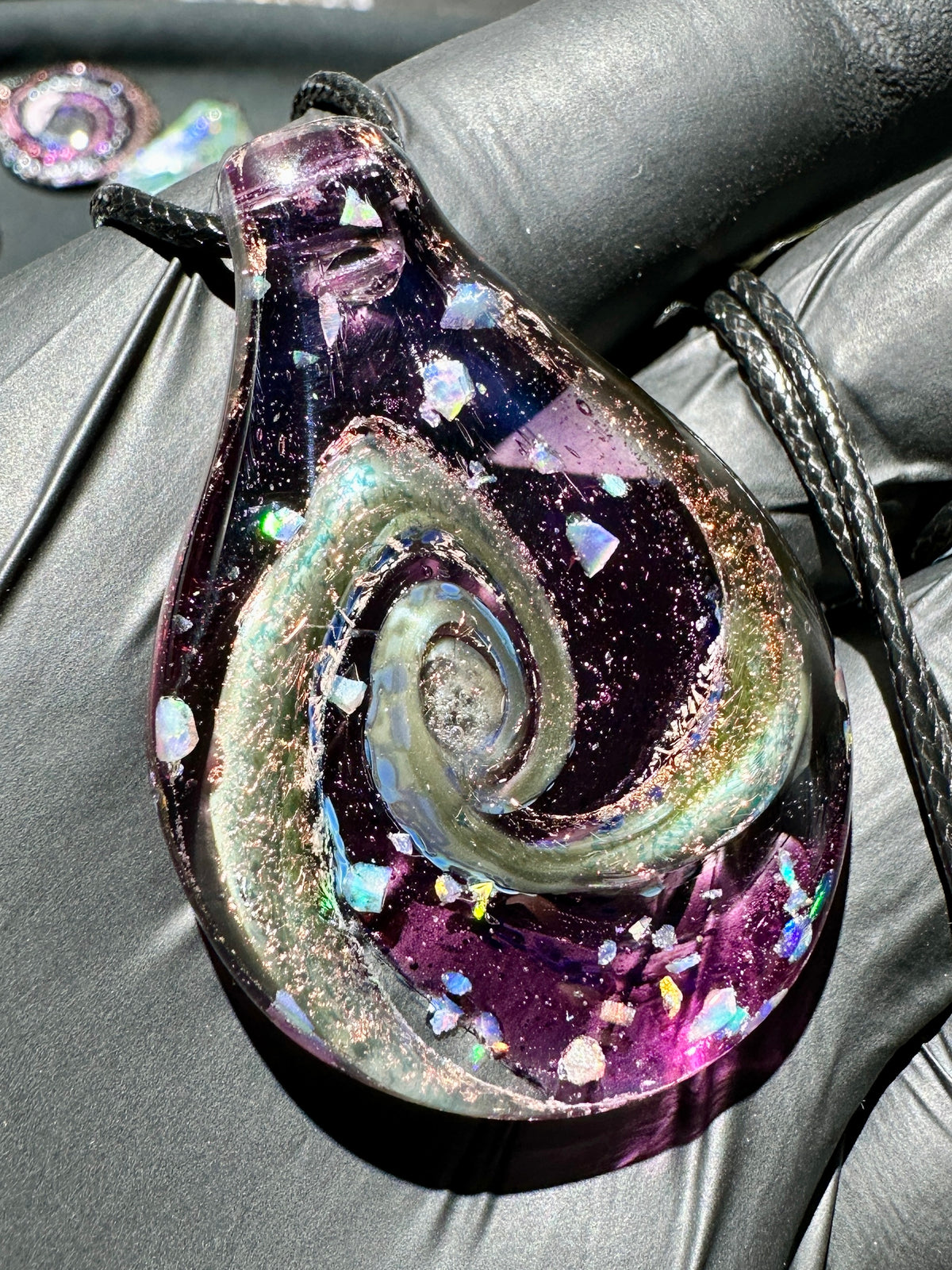 Galaxy Pendant - Purple/Sage, Opal, Dichro