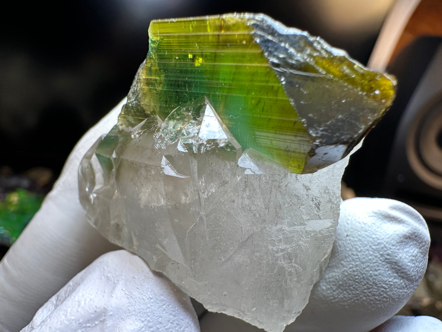 Multicolor Tourmaline on Quartz
