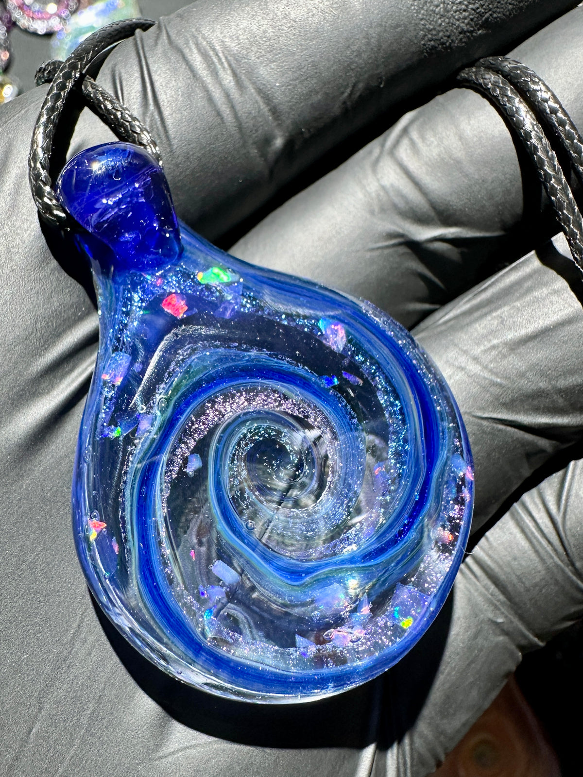 Galaxy Pendant - Light Blue/Purple, Opal, Dichro, UV
