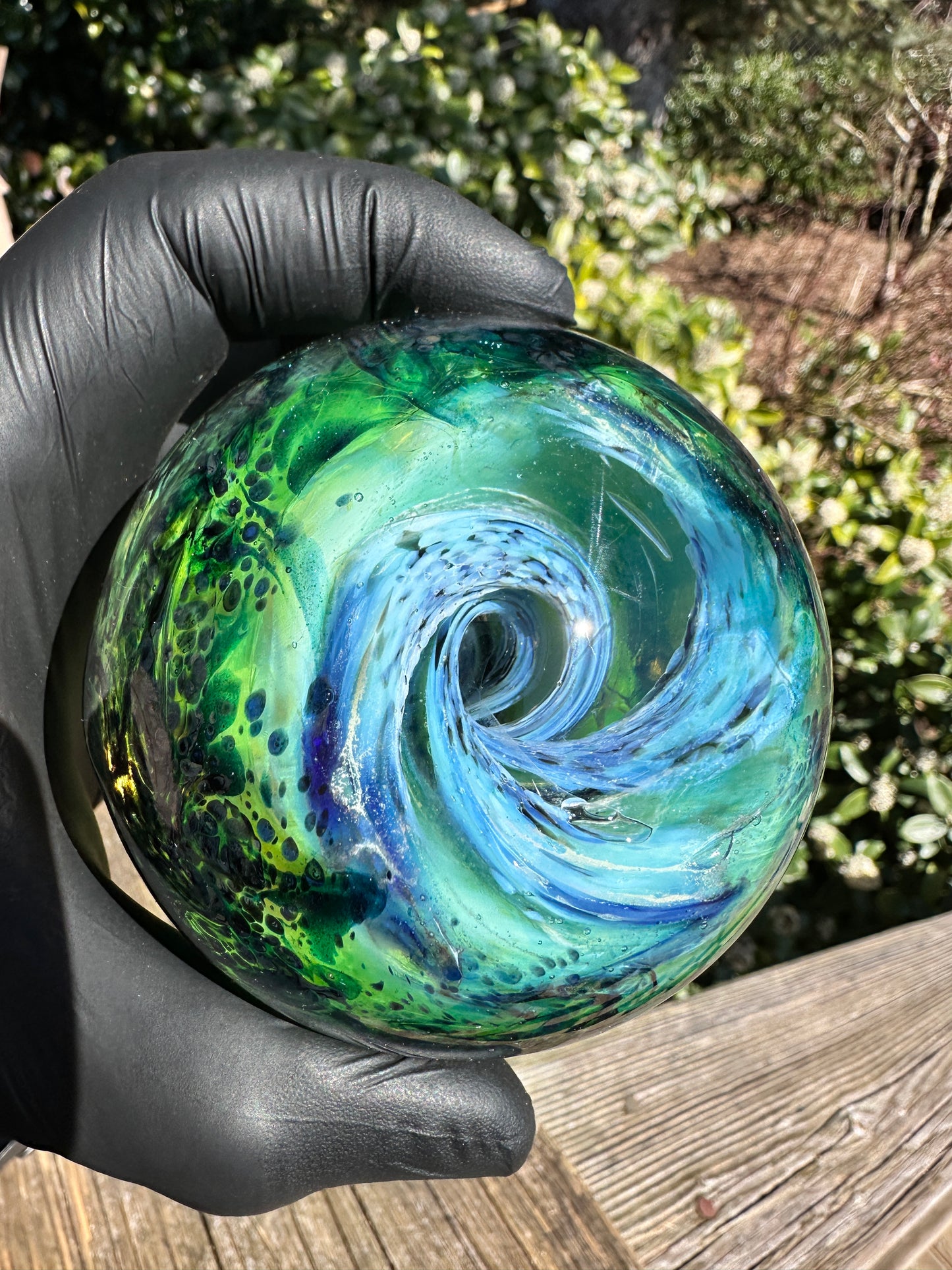 3.5" Infinity Orb + 6" chanterelle marble stand