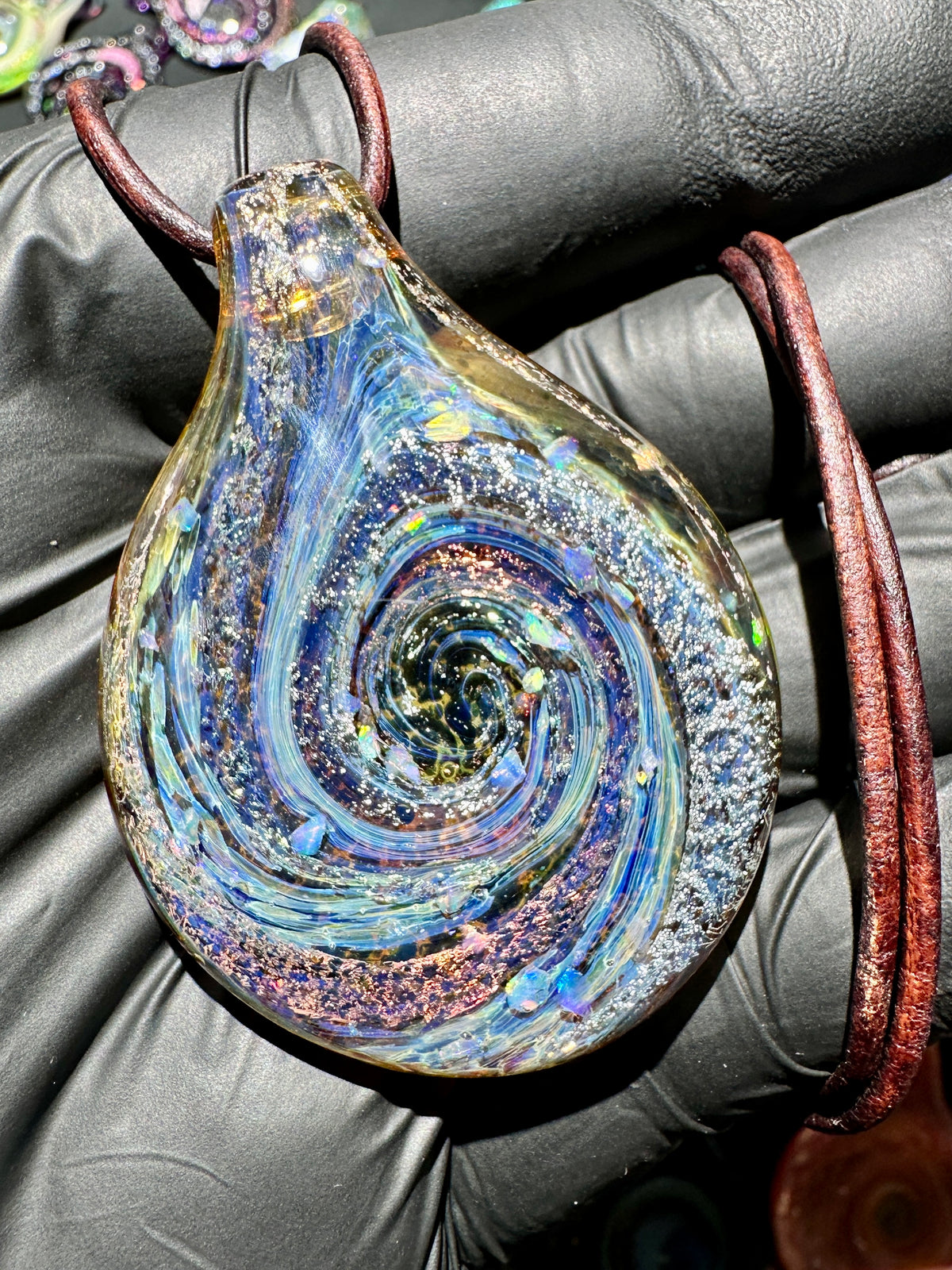 Galaxy Pendant - Amber/Blue, Opal, Dichro