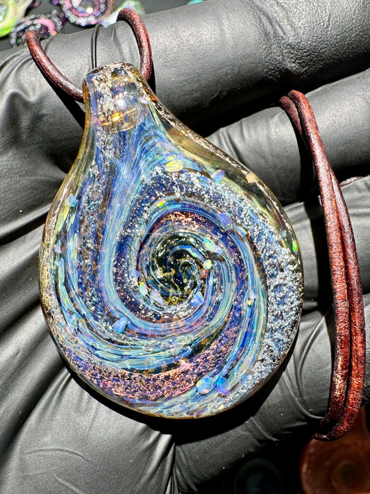 Galaxy Pendant - Amber/Blue, Opal, Dichro
