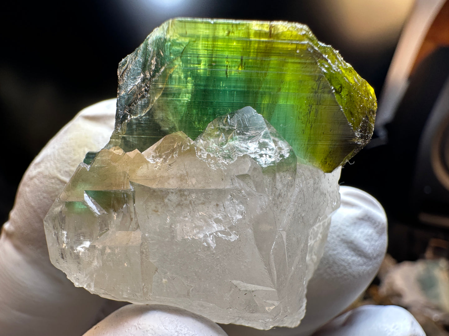 Multicolor Tourmaline on Quartz