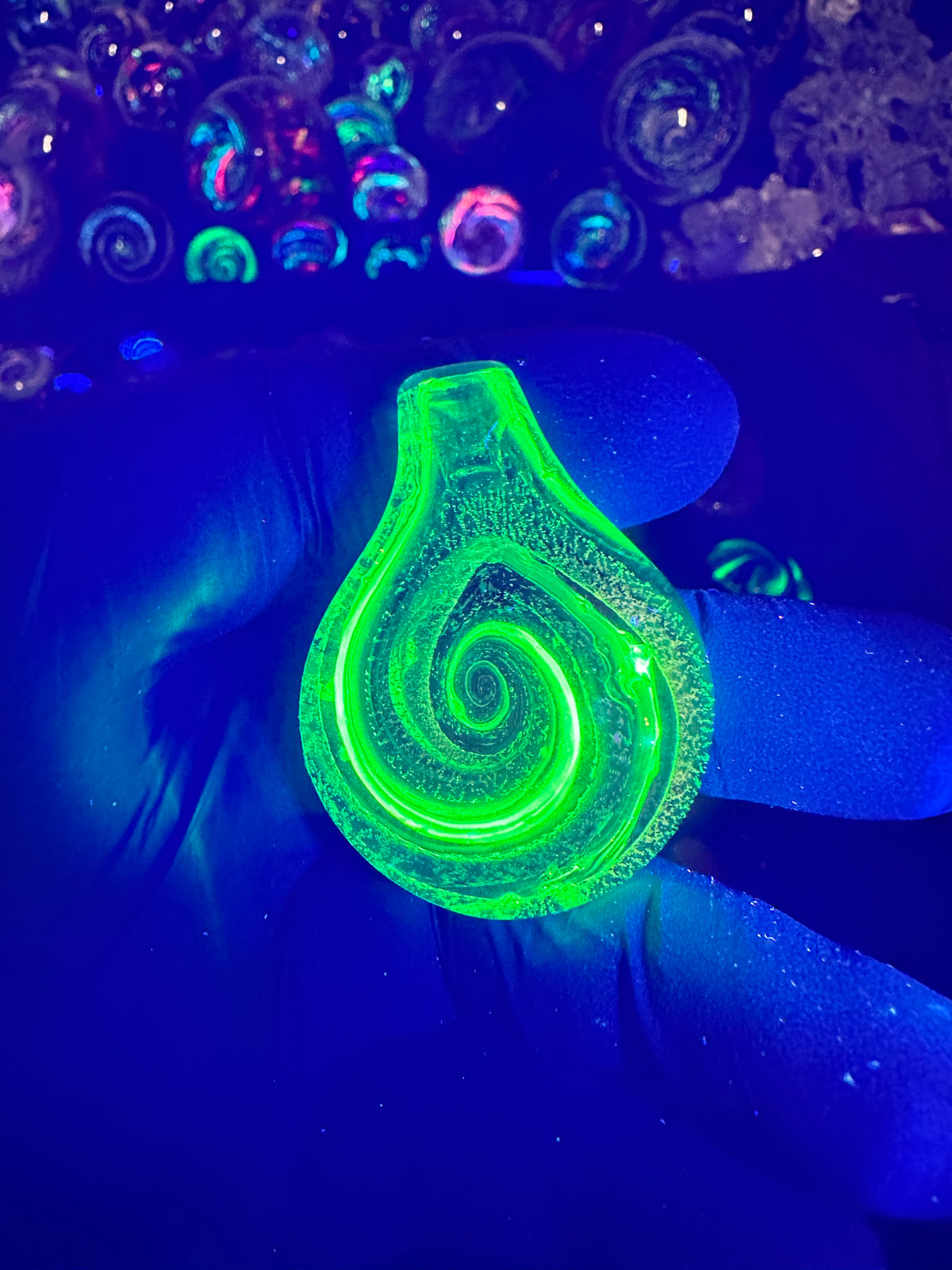 Galaxy Pendant - Light Sparkle Green, Opal, Dichro, UV