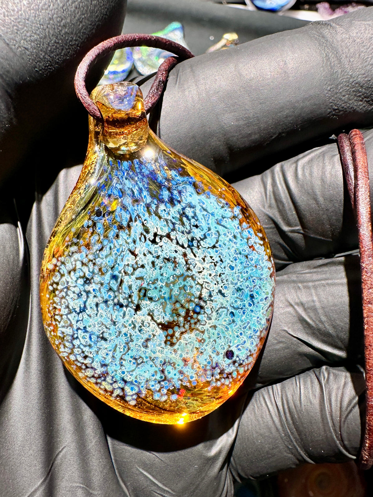 Galaxy Pendant - Amber/Blue, Opal, Dichro