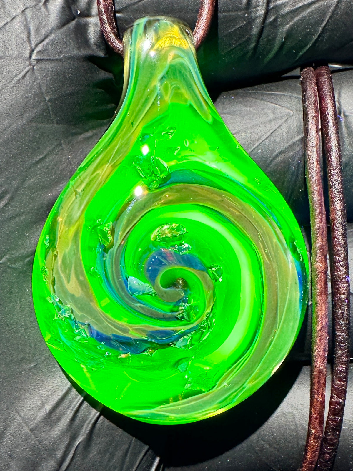 Galaxy Pendant - Green/Gold, Opal, Dichro UV