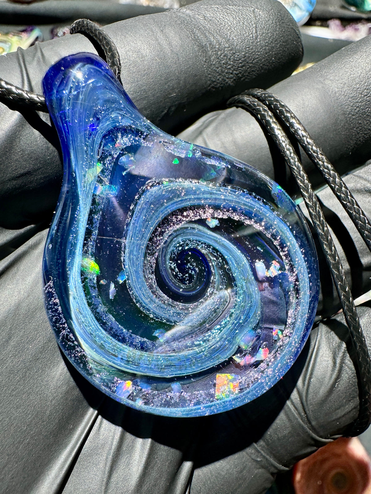 Galaxy Pendant - Light Blue/Purple, Opal, Dichro, UV