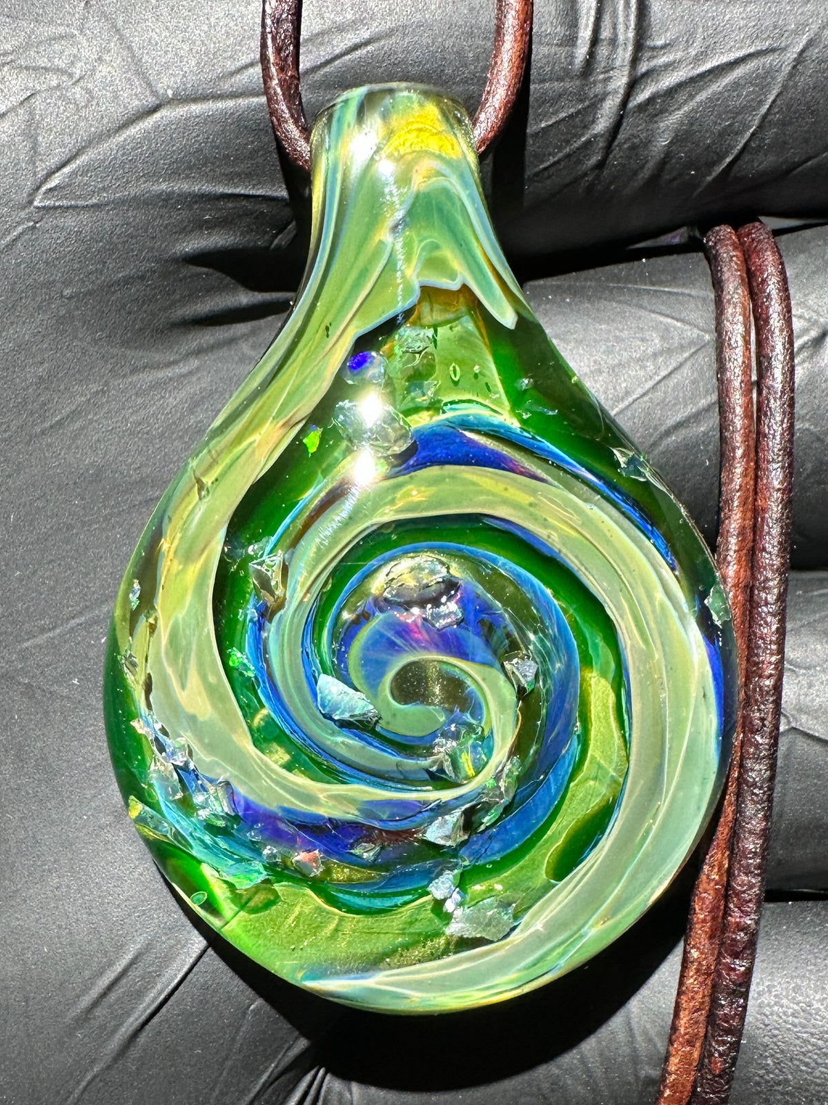 Galaxy Pendant - Green/Gold, Opal, Dichro UV
