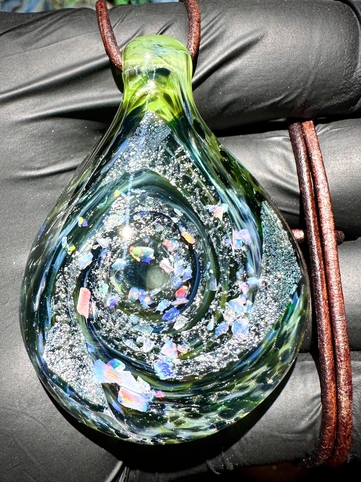 Galaxy Pendant - Silver/Green, XTRA Opal, Dichro UV