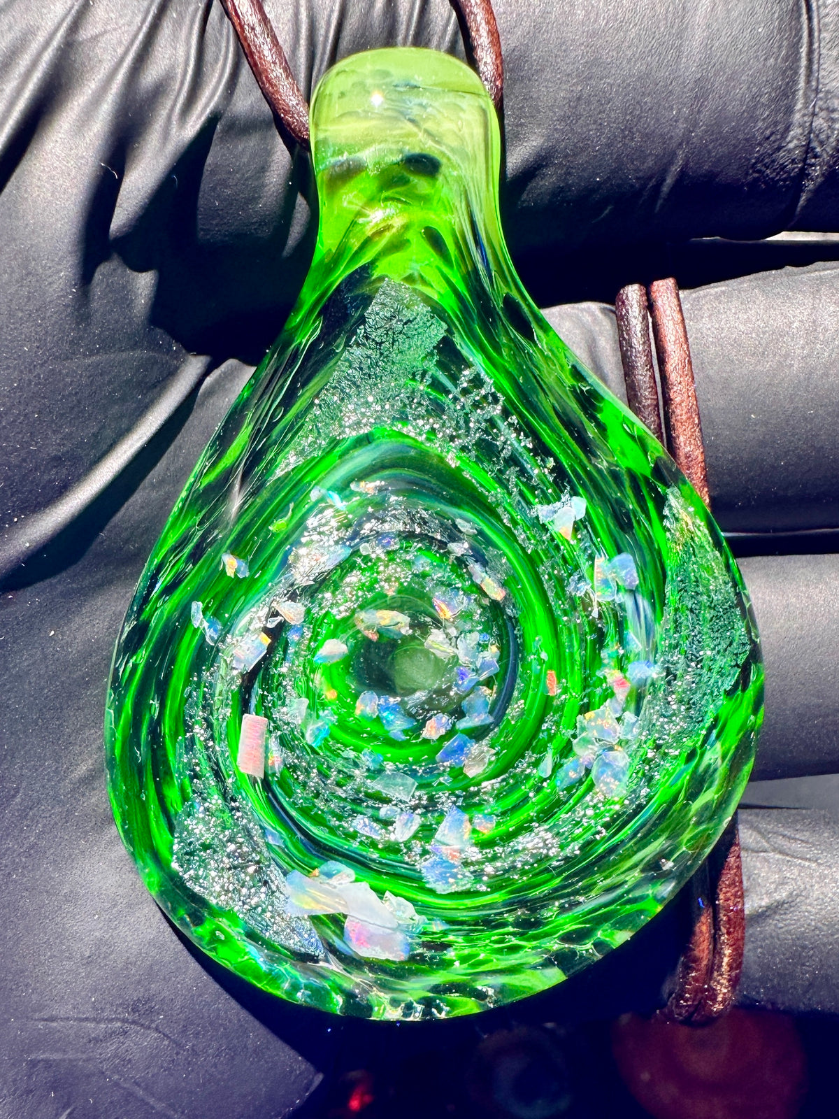 Galaxy Pendant - Silver/Green, XTRA Opal, Dichro UV