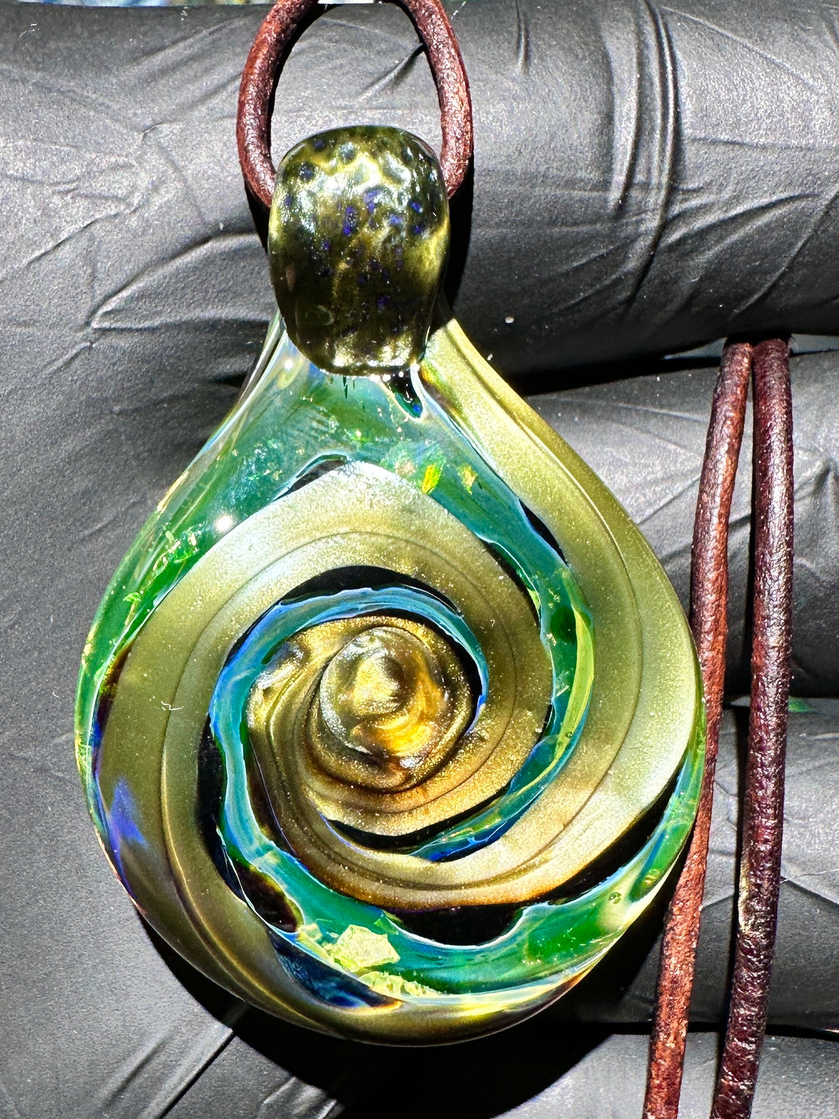 Galaxy Pendant - Green/Gold, Opal, Dichro UV