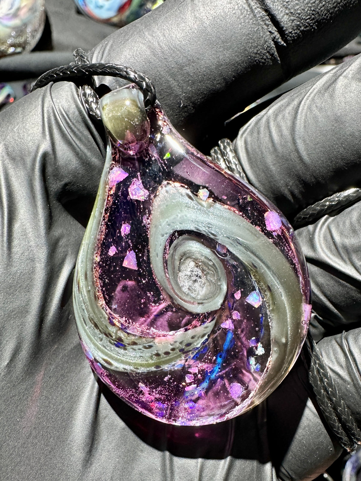 Galaxy Pendant - Purple/Sage, Opal, Dichro