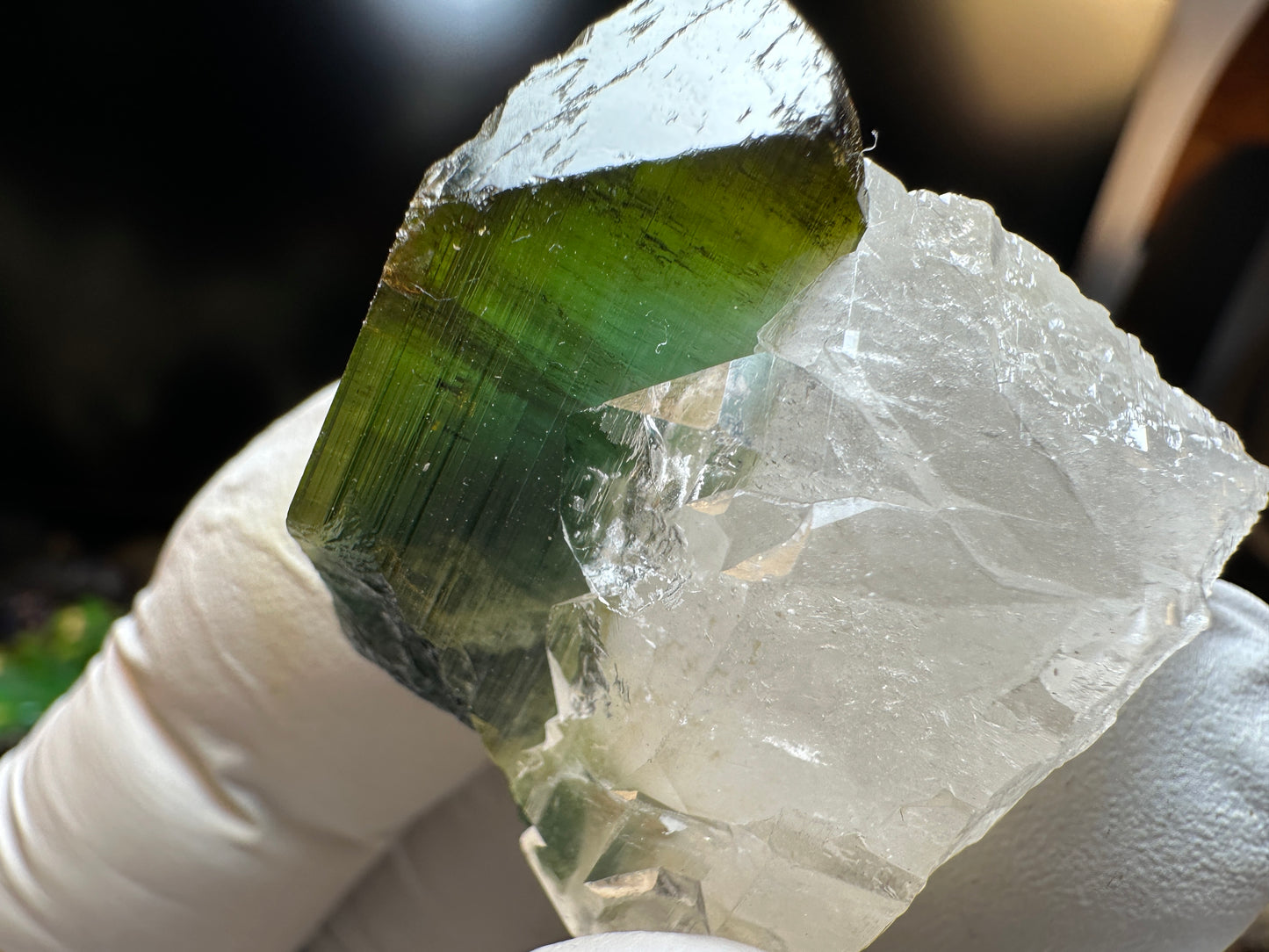 Multicolor Tourmaline on Quartz