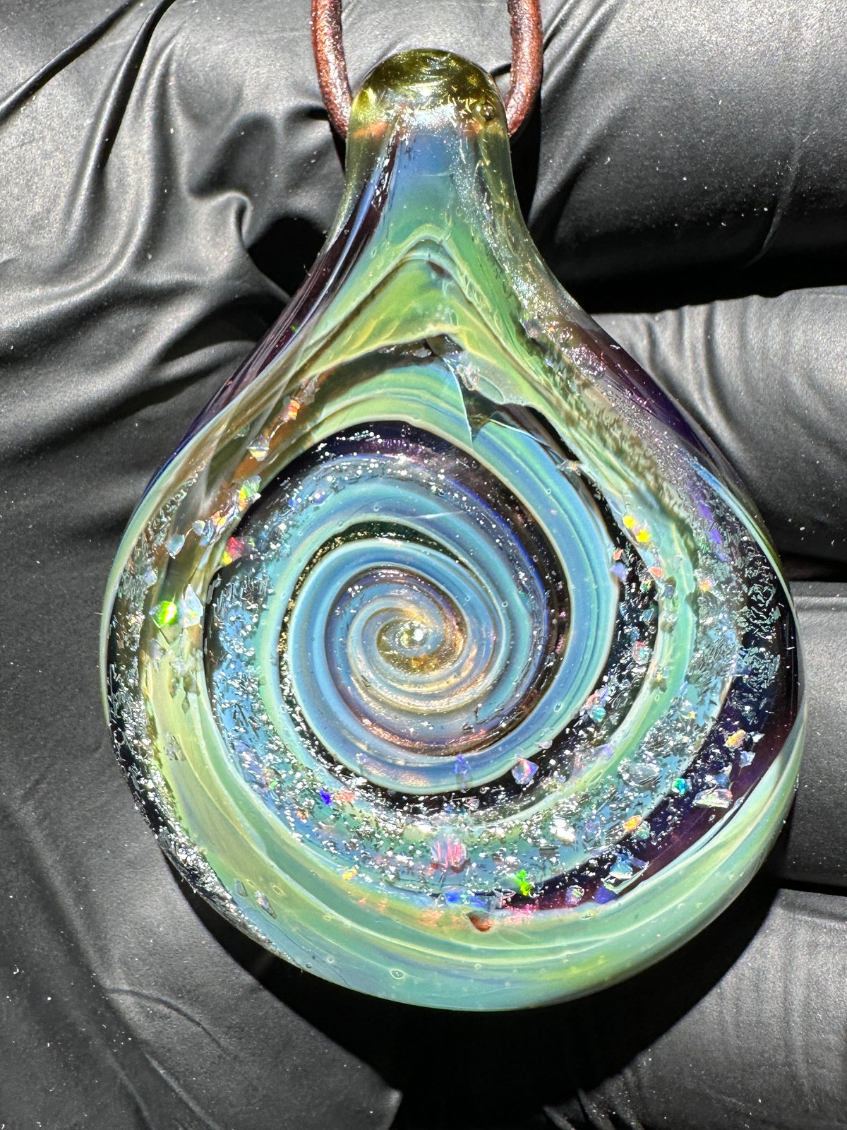 Galaxy Pendant - Green/Blue, Opal, Dichro