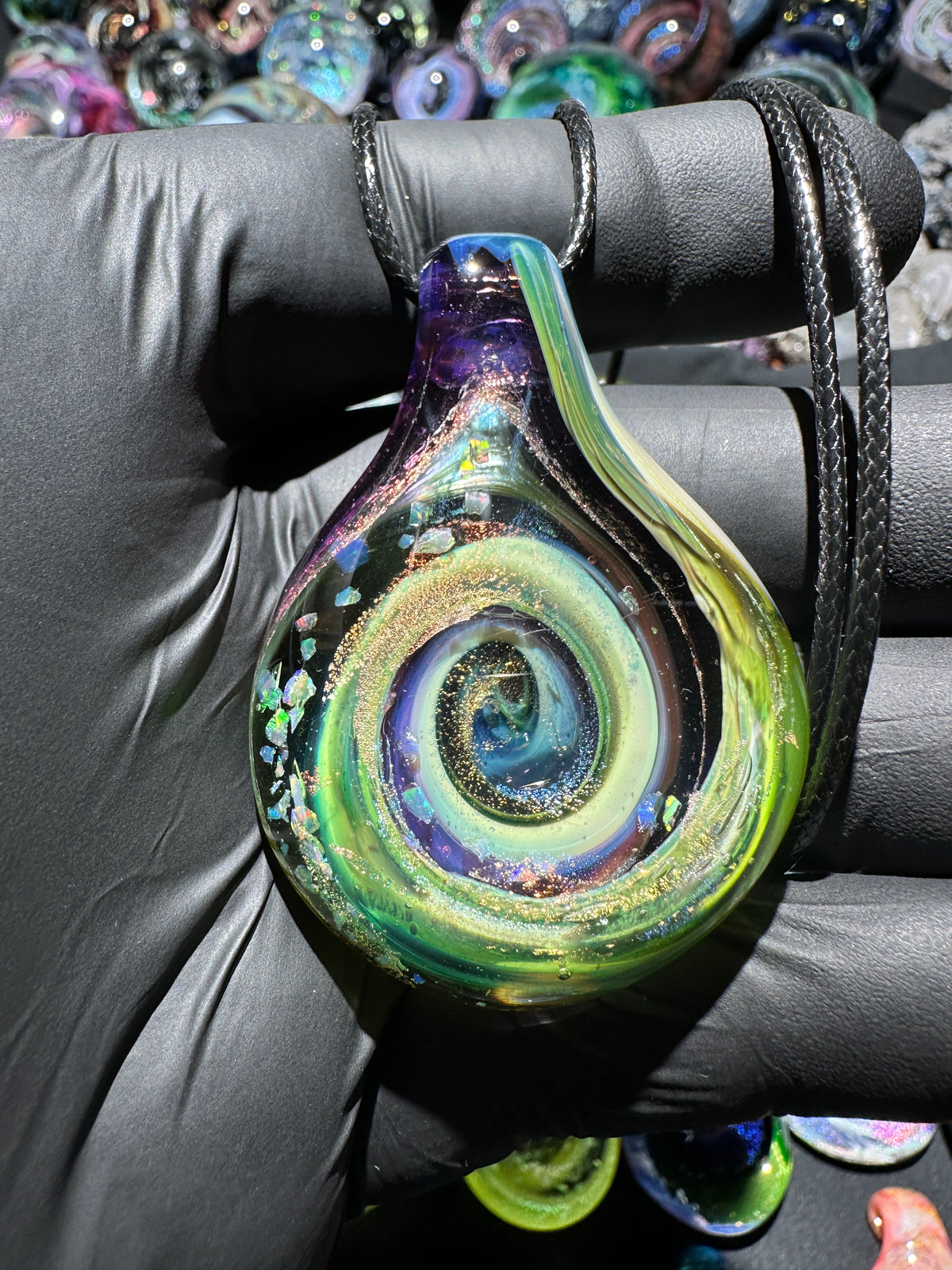 Galaxy Pendant - Green/Purple, Opal, Dichro