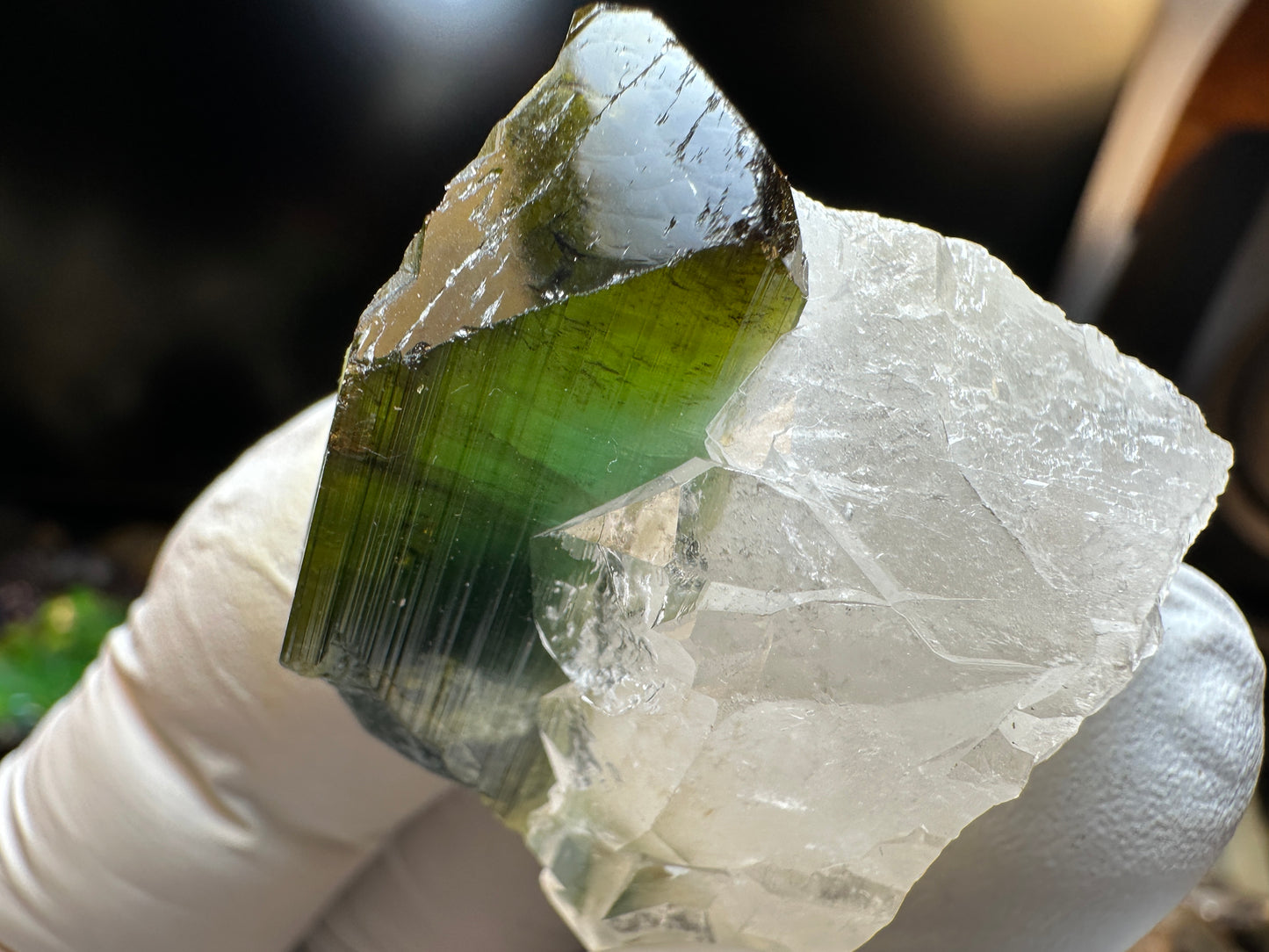 Multicolor Tourmaline on Quartz
