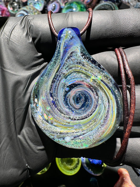 Galaxy Pendant - Blue/Gold/Pink, Opal, Dichro