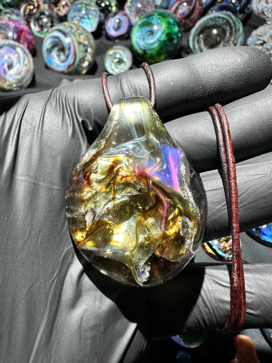 Galaxy Pendant - Amber/Gold/Pink, Opal