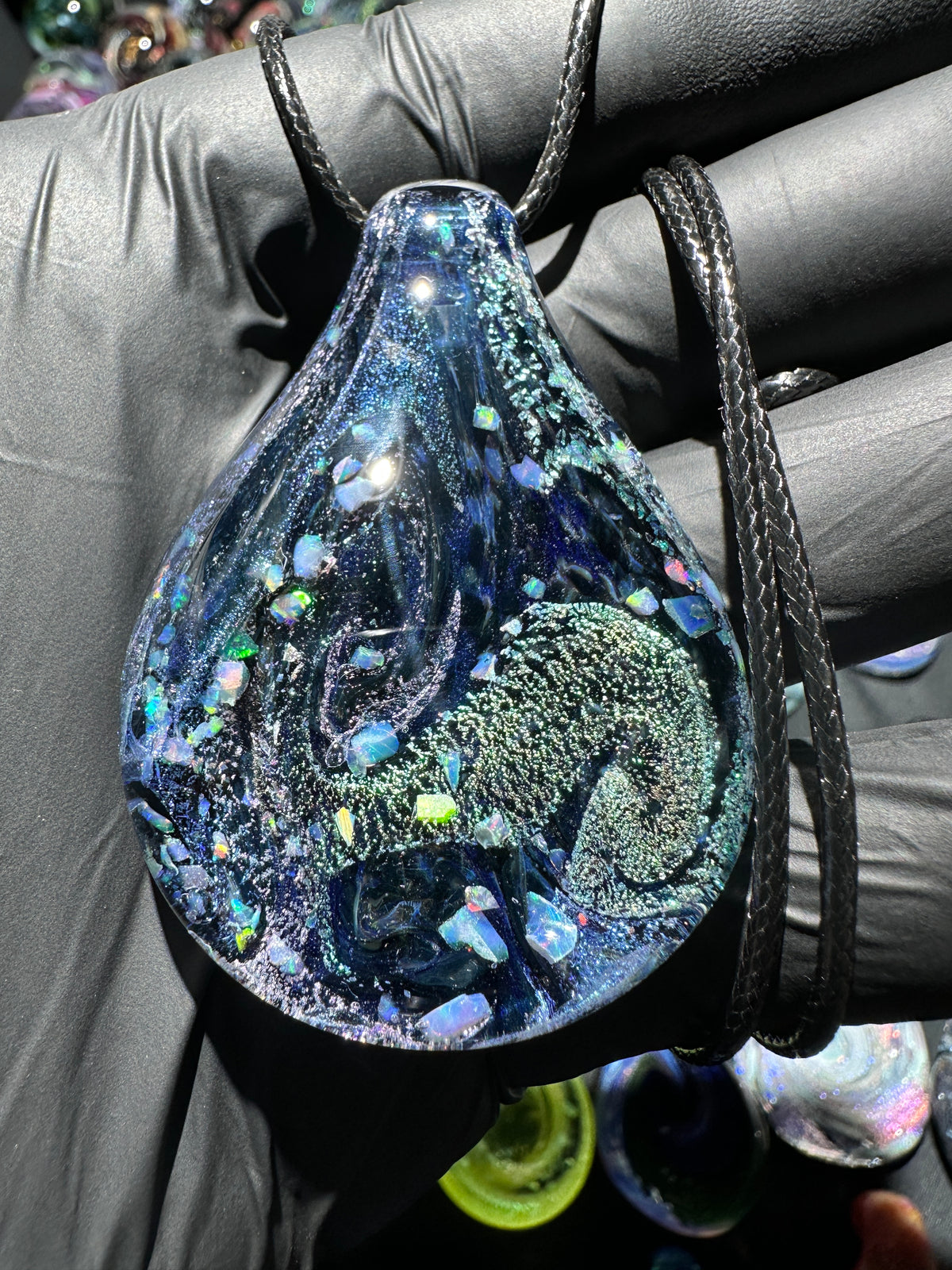 Galaxy Pendant - Blue/Green/Purple, Opal, Dichro