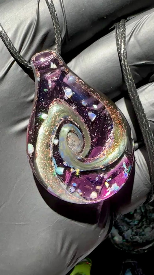 Galaxy Pendant - Purple/Sage, Opal, Dichro
