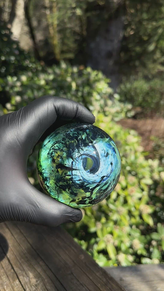 3.5" Infinity Orb + 6" chanterelle marble stand