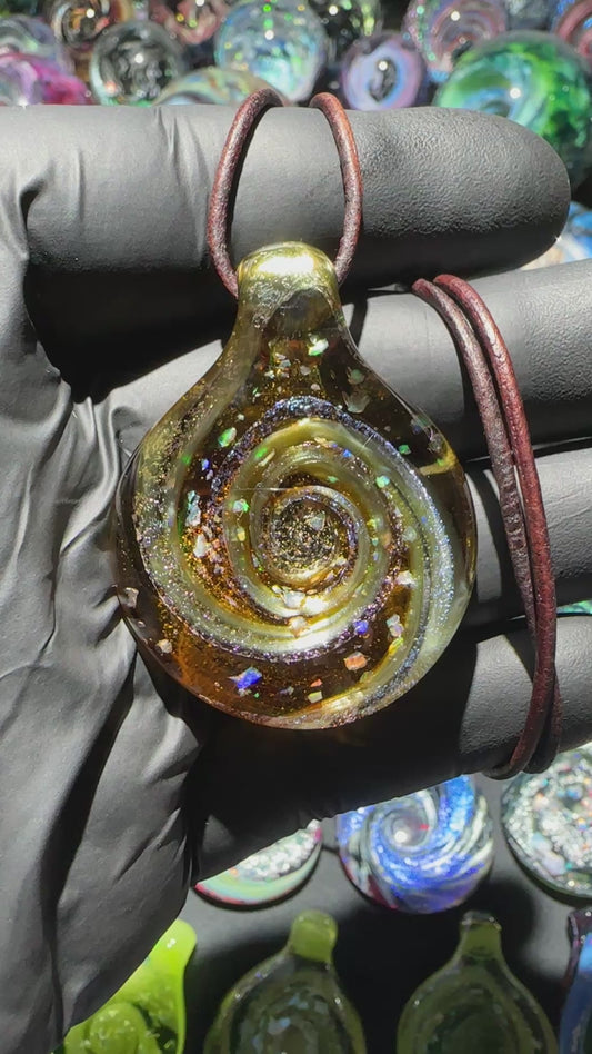 Galaxy Pendant - Amber/Gold, Opal, Dichro